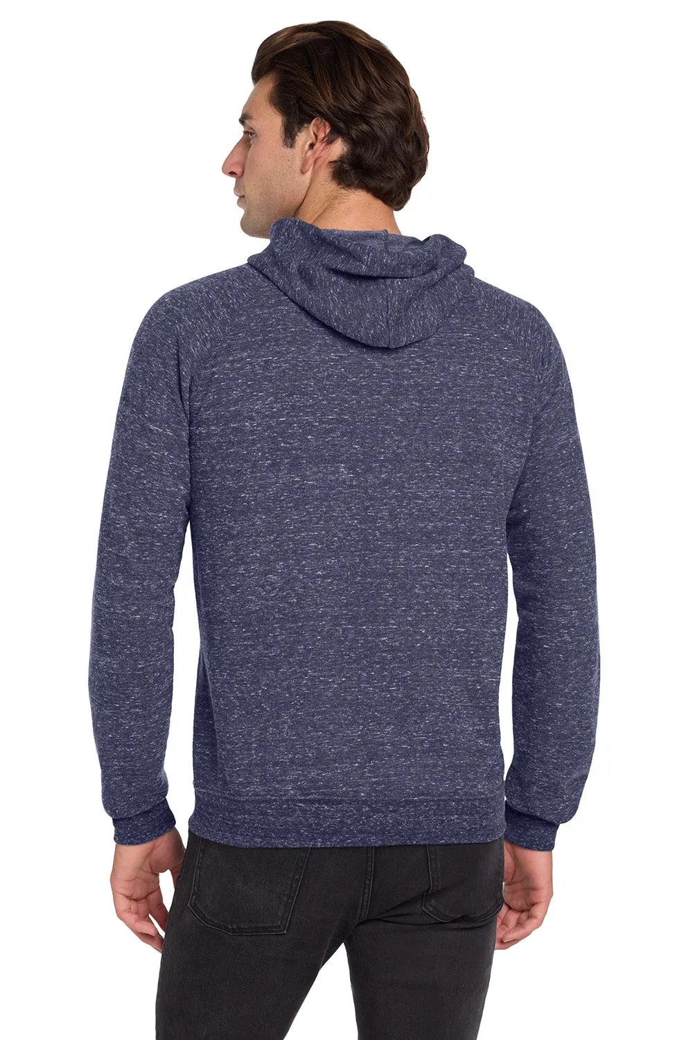 Jerzees Mens Vintage Snow French Terry Hooded Sweatshirt Hoodie w/ Pouch Pocket - Heather Navy Blue