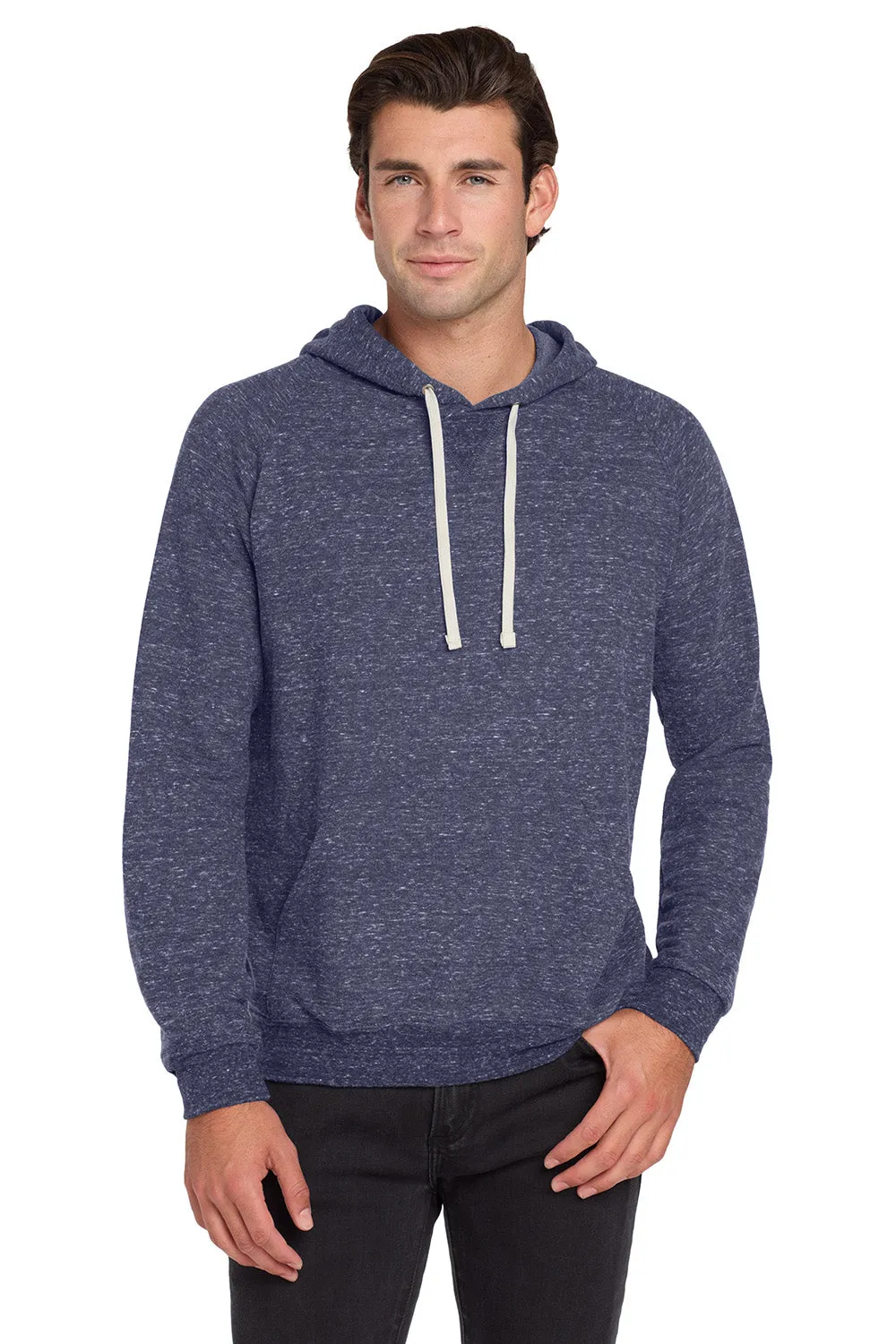 Jerzees Mens Vintage Snow French Terry Hooded Sweatshirt Hoodie w/ Pouch Pocket - Heather Navy Blue