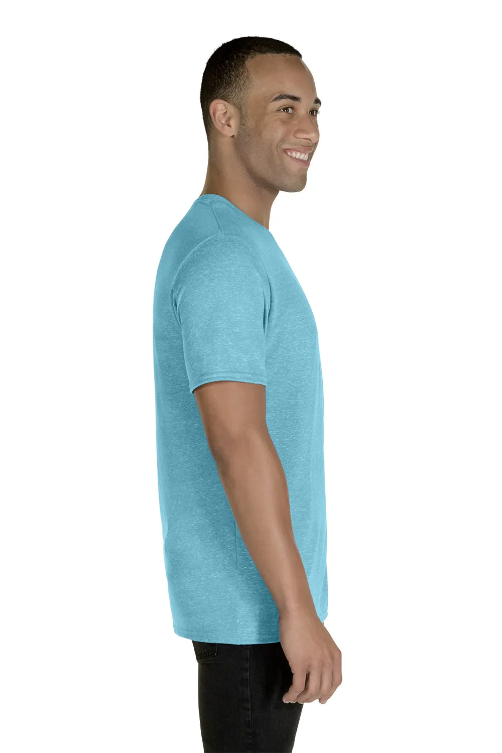 Jerzees Mens Vintage Snow Short Sleeve Crewneck T-Shirt - Heather Caribbean Blue