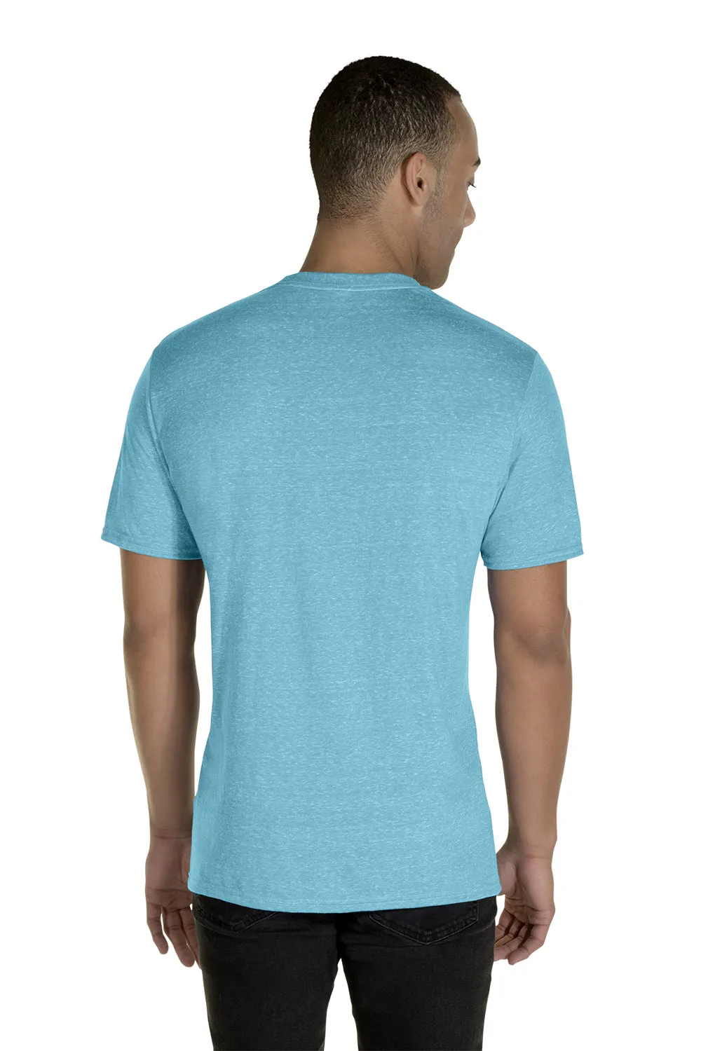Jerzees Mens Vintage Snow Short Sleeve Crewneck T-Shirt - Heather Caribbean Blue