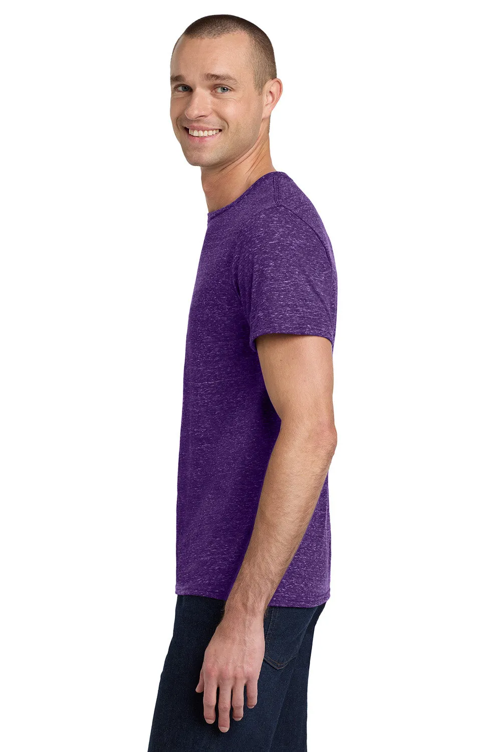 Jerzees Mens Vintage Snow Short Sleeve Crewneck T-Shirt - Heather Purple - Closeout