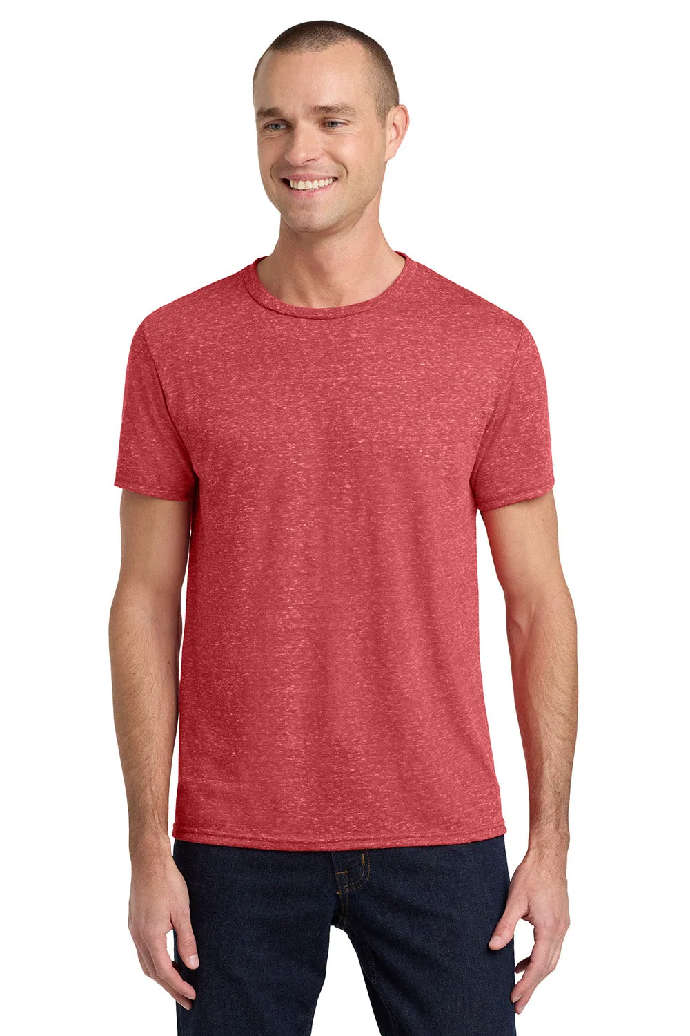 Jerzees Mens Vintage Snow Short Sleeve Crewneck T-Shirt - Heather Red - Closeout