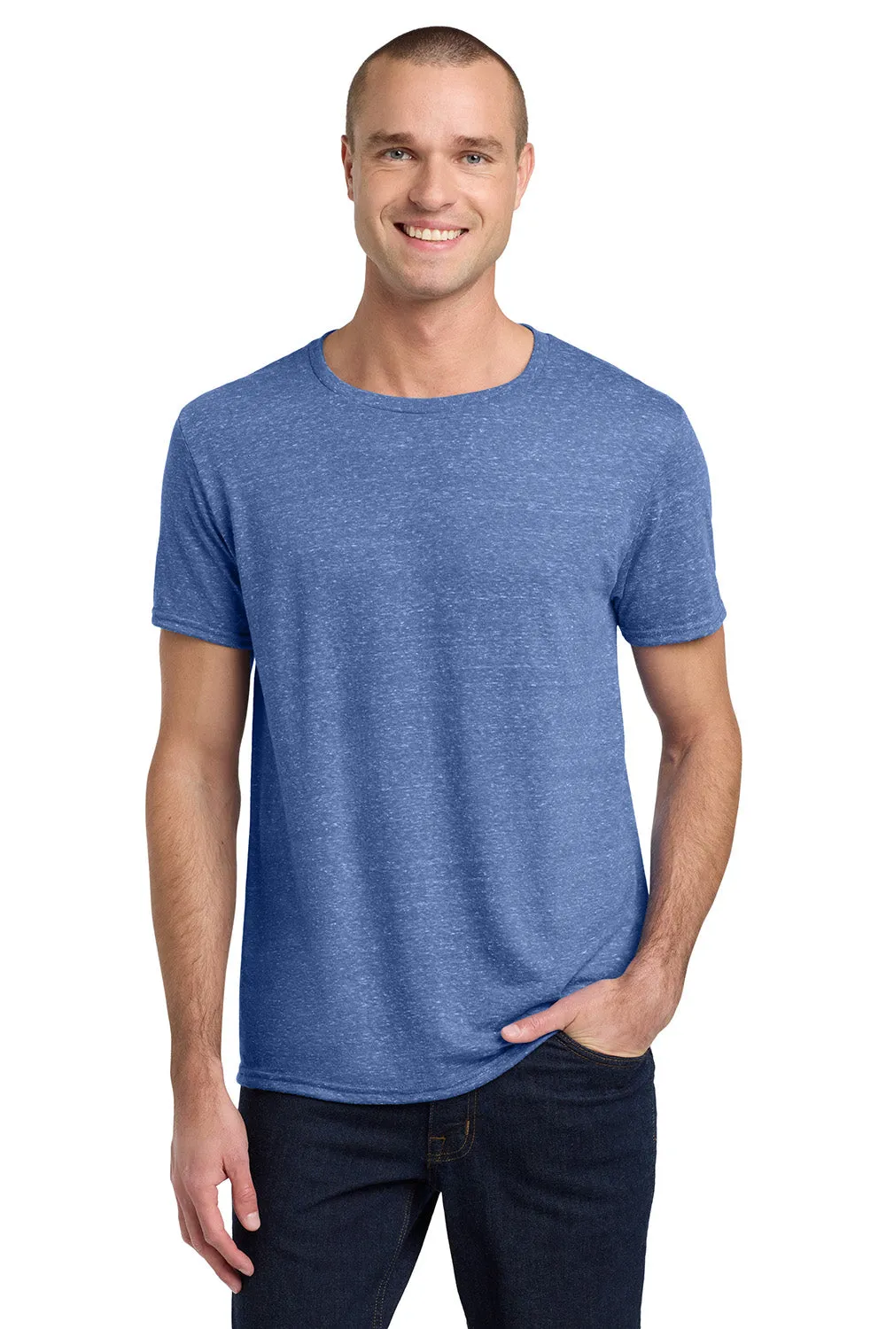 Jerzees Mens Vintage Snow Short Sleeve Crewneck T-Shirt - Heather Royal Blue - Closeout