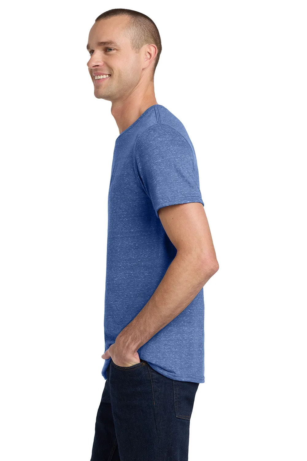 Jerzees Mens Vintage Snow Short Sleeve Crewneck T-Shirt - Heather Royal Blue - Closeout