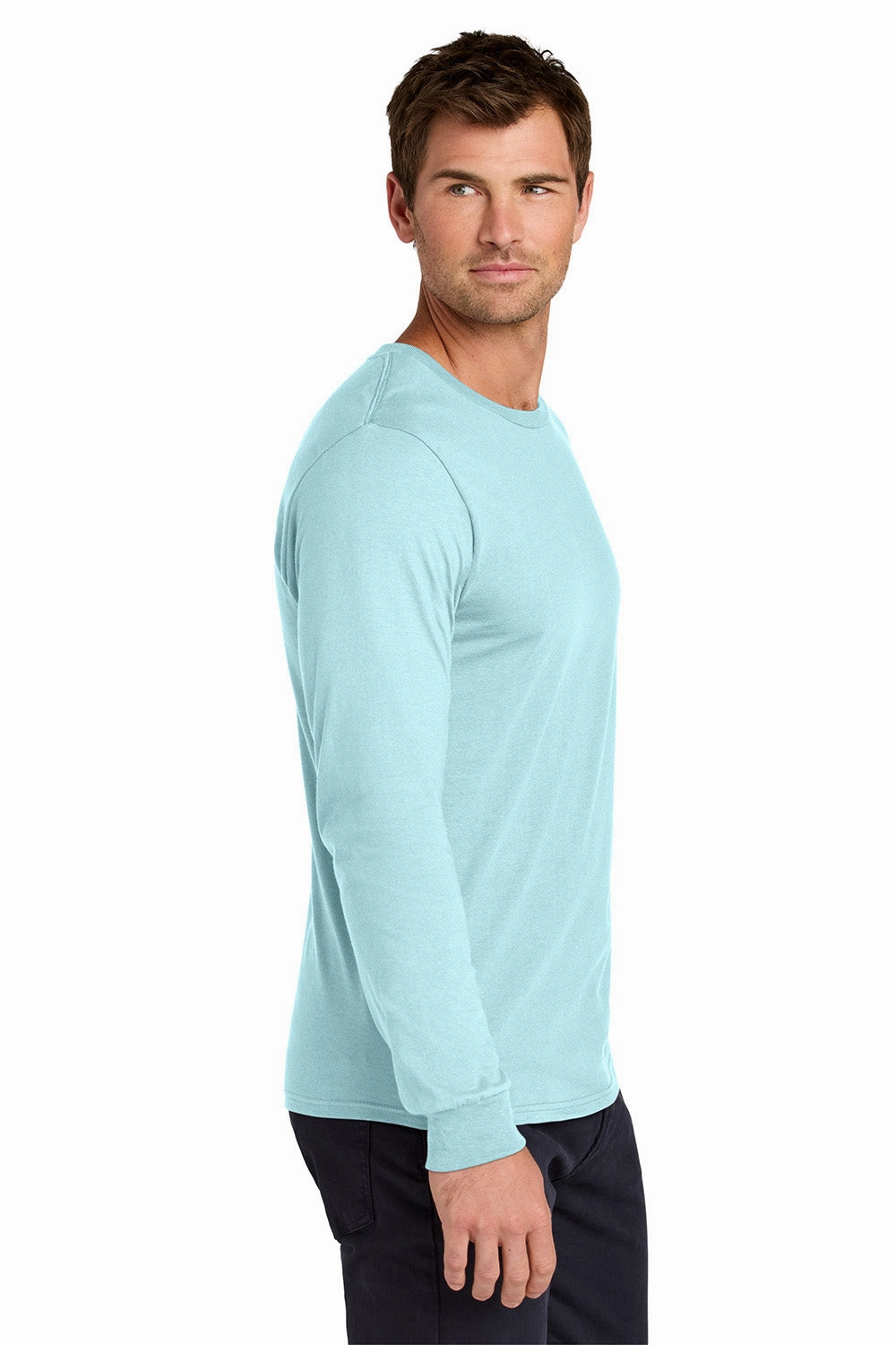 Jerzees Mens Classics Long Sleeve Crewneck T-Shirt - Breezy Blue