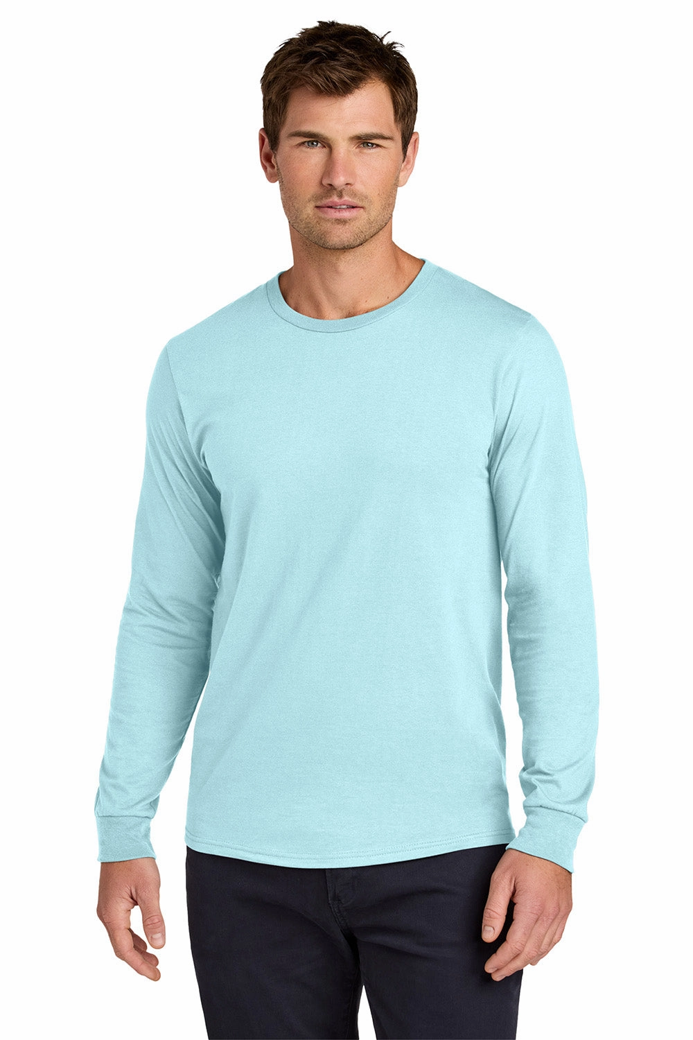 Jerzees Mens Classics Long Sleeve Crewneck T-Shirt - Breezy Blue