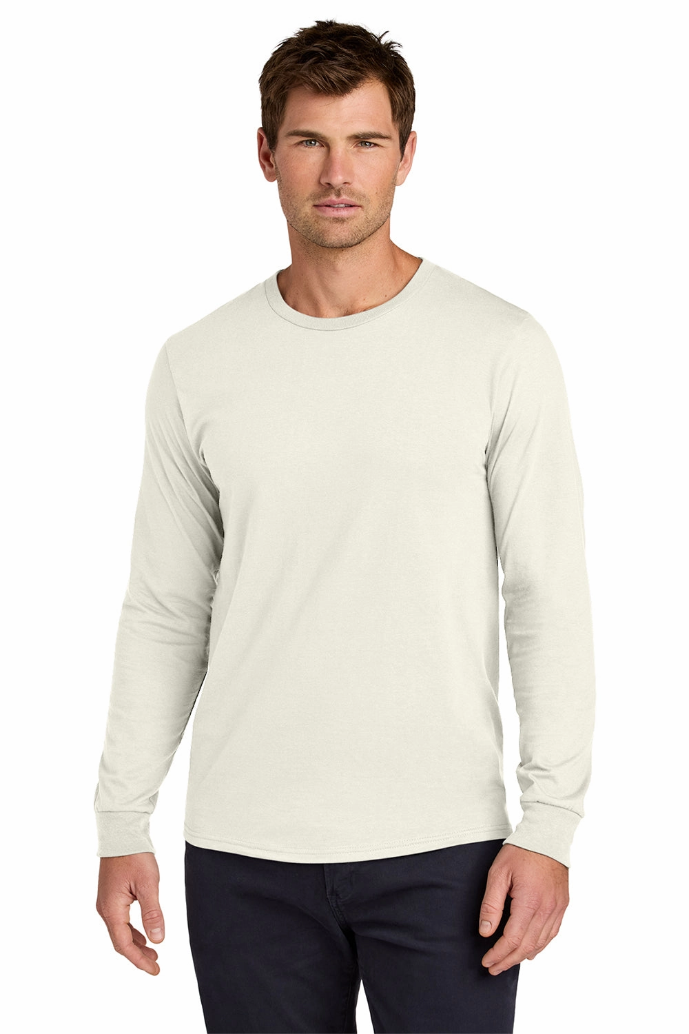 Jerzees Mens Classics Long Sleeve Crewneck T-Shirt - Heather Sweet Cream