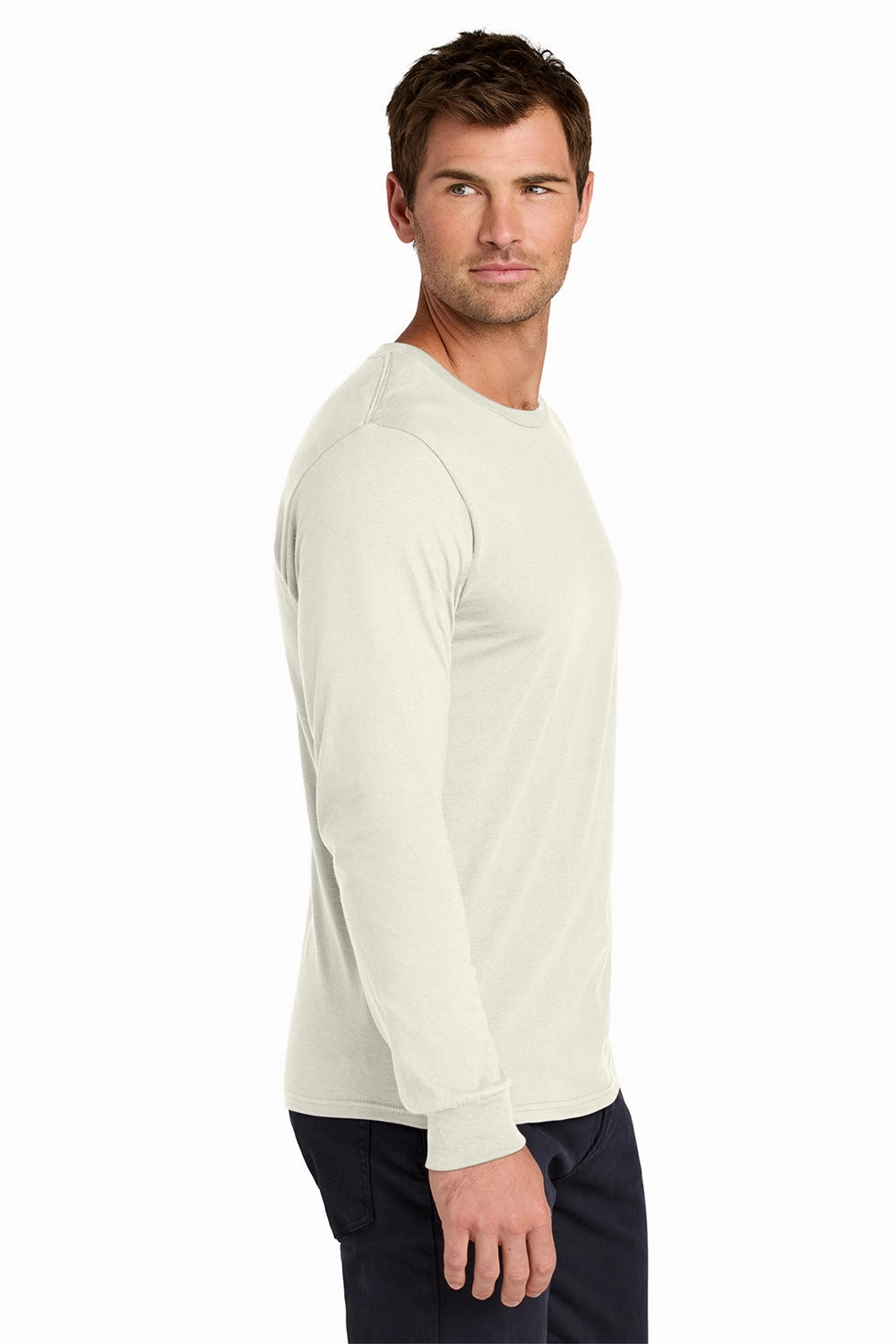 Jerzees Mens Classics Long Sleeve Crewneck T-Shirt - Heather Sweet Cream