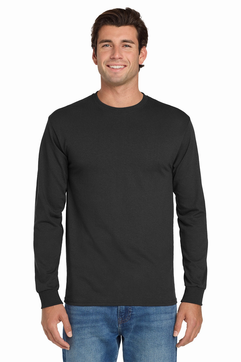 Jerzees Mens Dri-Power Moisture Wicking Long Sleeve Crewneck T-Shirt - Black