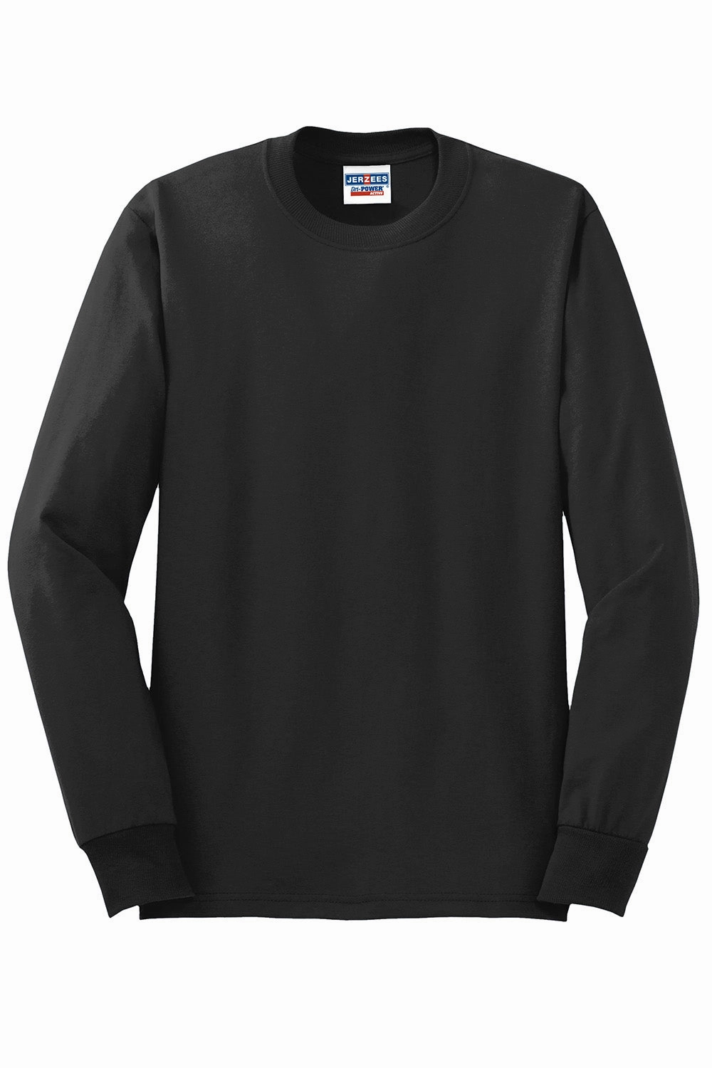 Jerzees Mens Dri-Power Moisture Wicking Long Sleeve Crewneck T-Shirt - Black