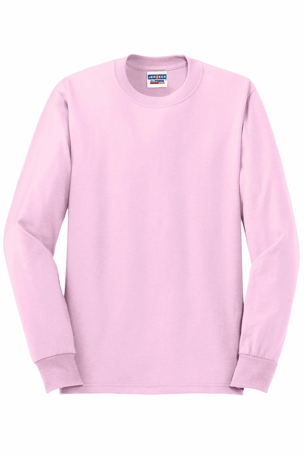 Jerzees Mens Dri-Power Moisture Wicking Long Sleeve Crewneck T-Shirt - Classic Pink