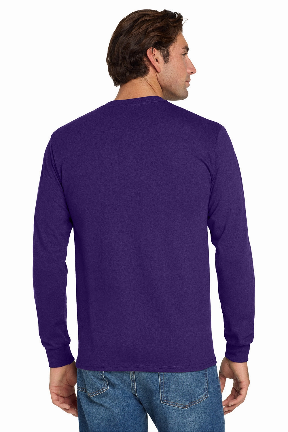 Jerzees Mens Dri-Power Moisture Wicking Long Sleeve Crewneck T-Shirt - Deep Purple
