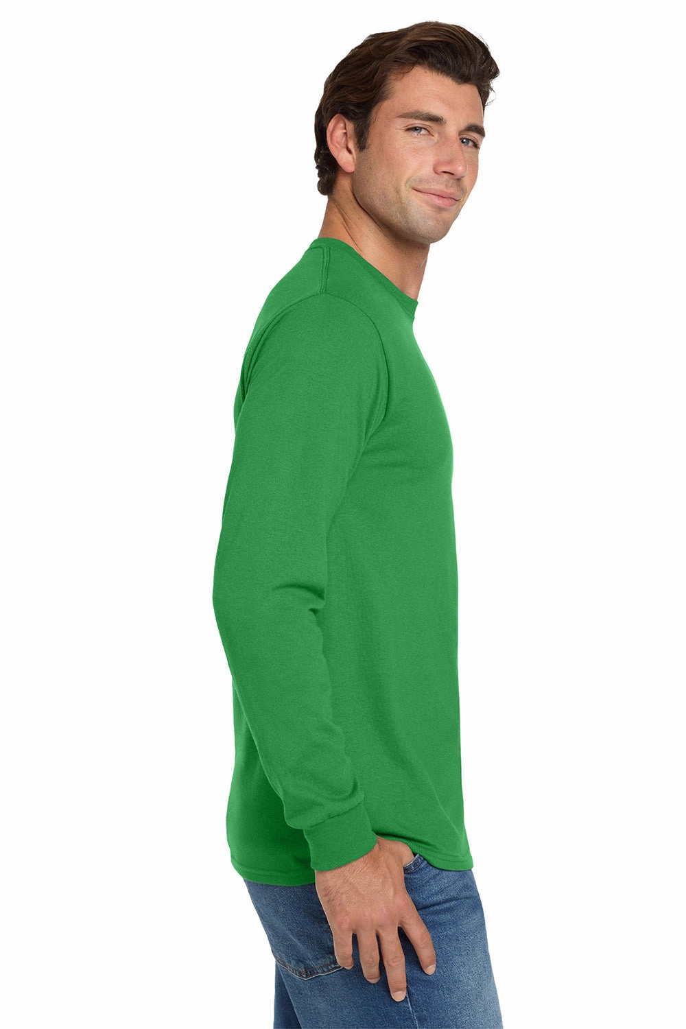 Jerzees Mens Dri-Power Moisture Wicking Long Sleeve Crewneck T-Shirt - Kelly Green