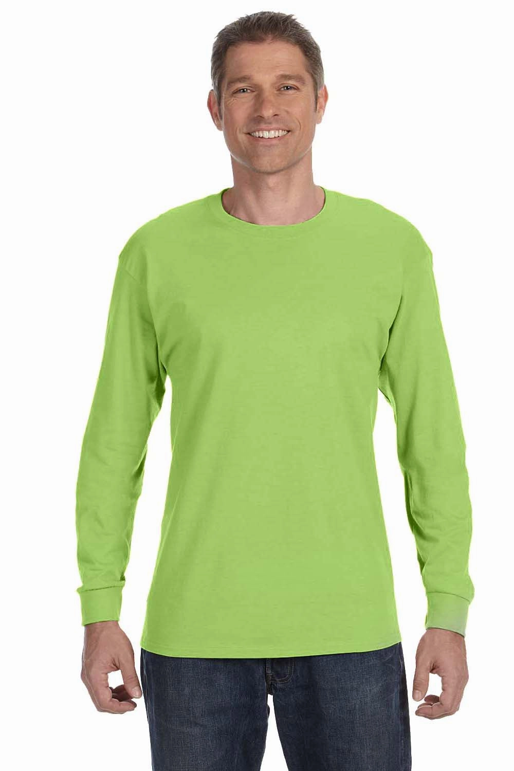 Jerzees Mens Dri-Power Moisture Wicking Long Sleeve Crewneck T-Shirt - Neon Green