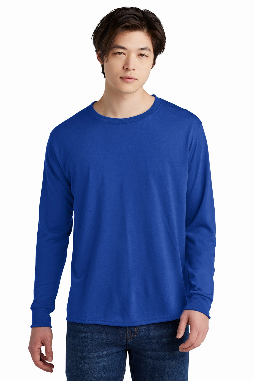 Jerzees Mens Dri-Power Moisture Wicking Long Sleeve Crewneck T-Shirt - Royal Blue