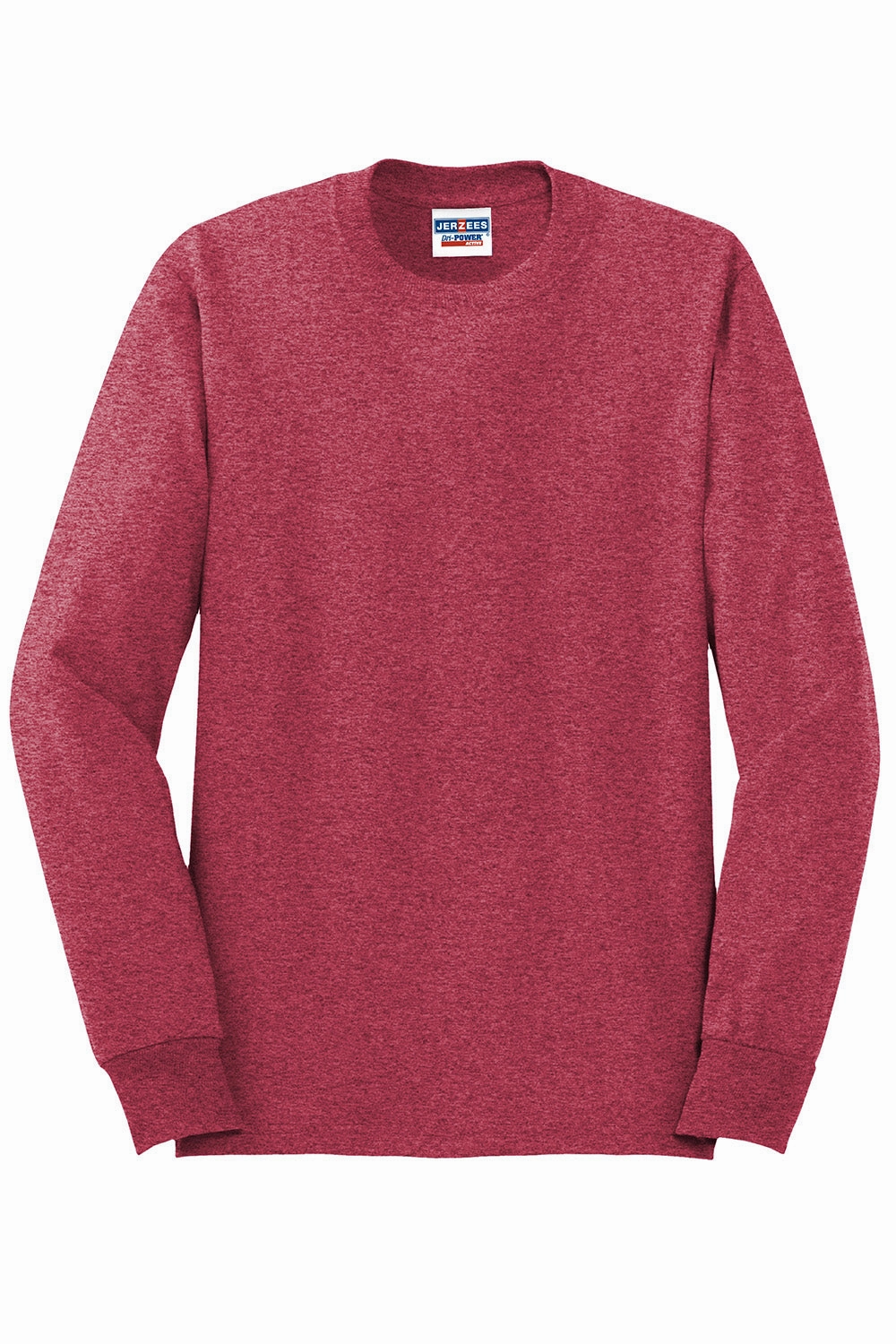 Jerzees Mens Dri-Power Moisture Wicking Long Sleeve Crewneck T-Shirt - Vintage Heather Red