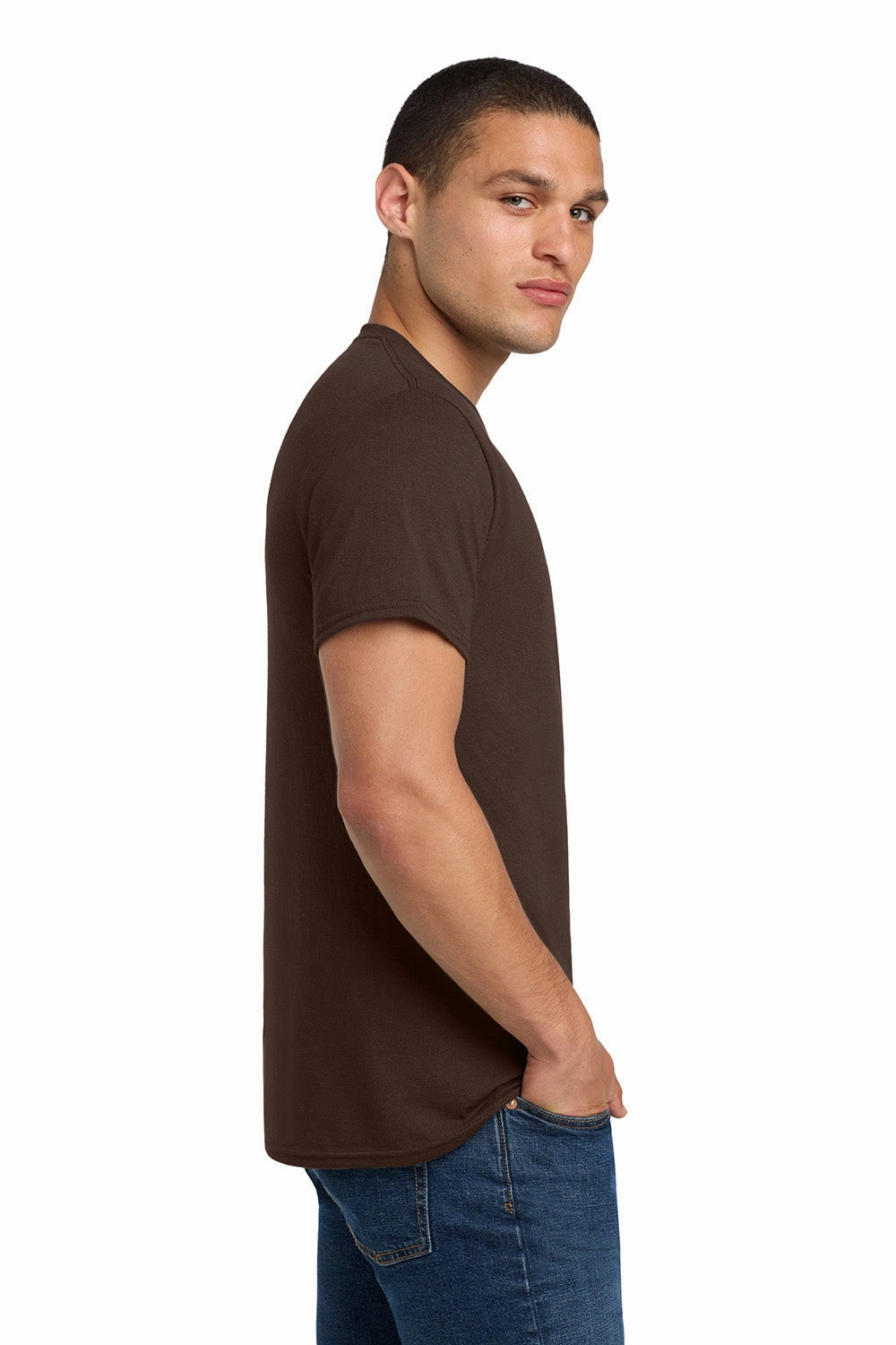 Jerzees Mens Dri-Power Moisture Wicking Short Sleeve Crewneck T-Shirt - Chocolate Brown