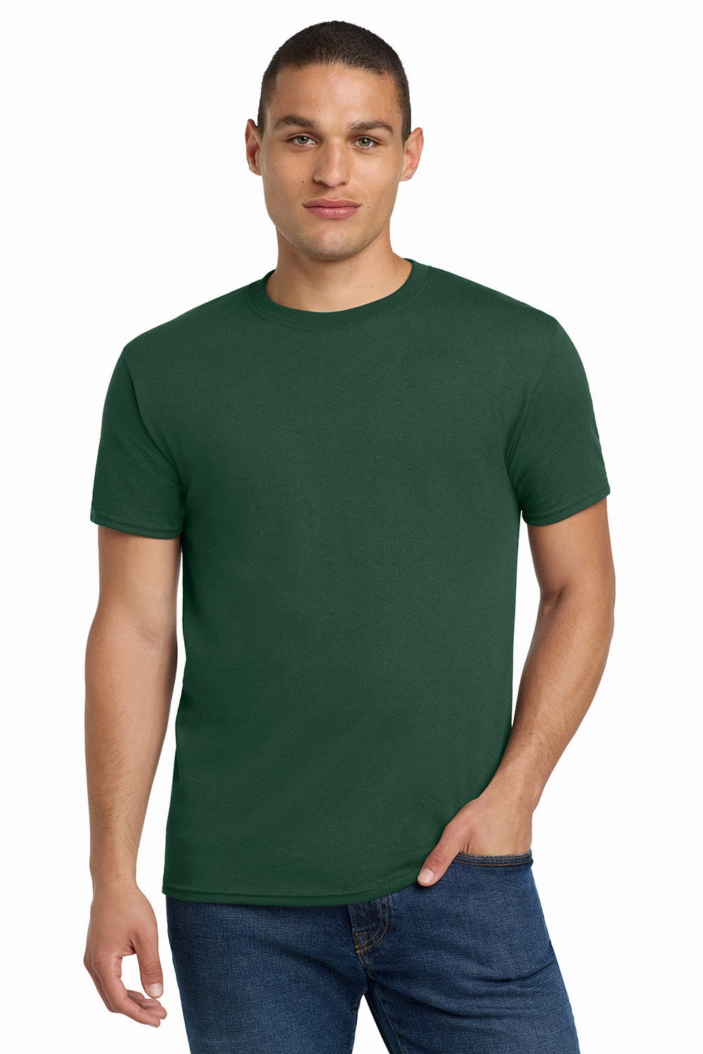 Jerzees Mens Dri-Power Moisture Wicking Short Sleeve Crewneck T-Shirt - Forest Green