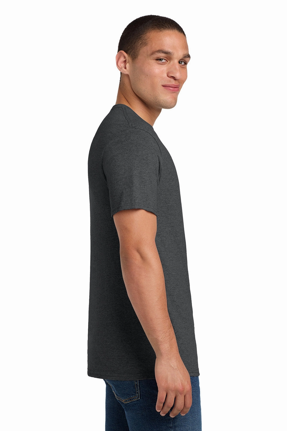 Jerzees Mens Dri-Power Moisture Wicking Short Sleeve Crewneck T-Shirt - Heather Black