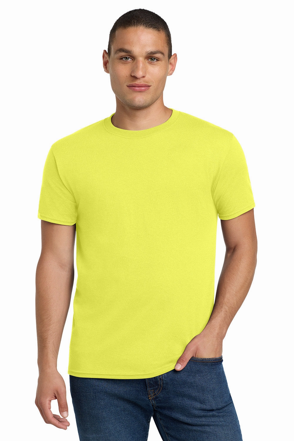 Jerzees Mens Dri-Power Moisture Wicking Short Sleeve Crewneck T-Shirt - Neon Yellow