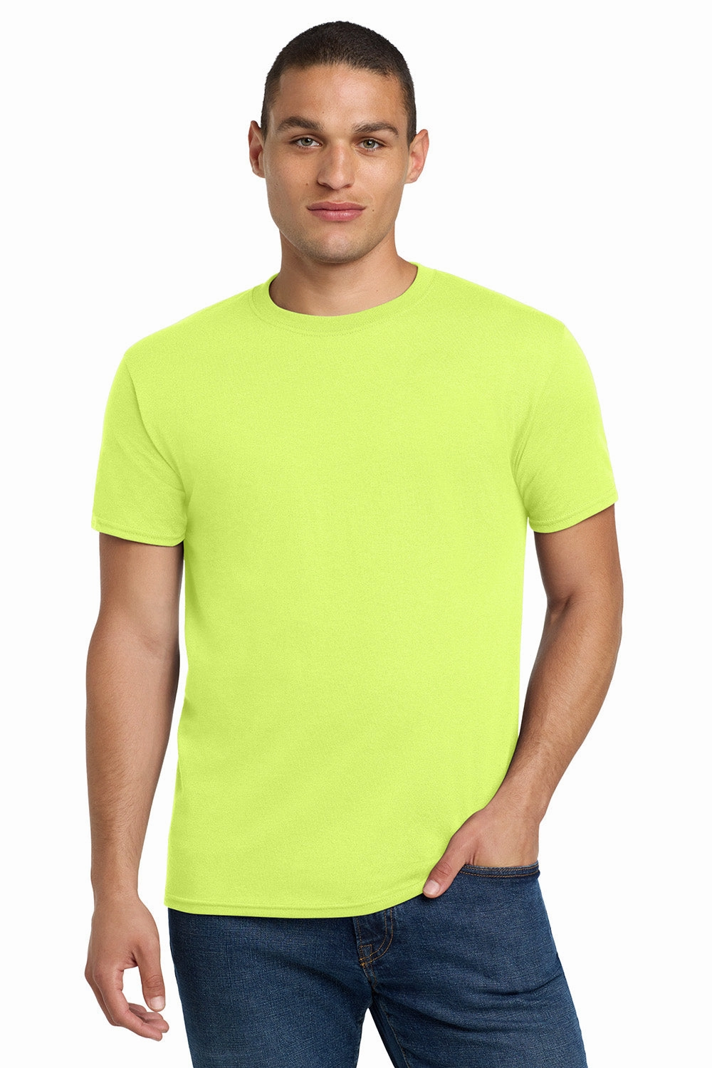 Jerzees Mens Dri-Power Moisture Wicking Short Sleeve Crewneck T-Shirt - Safety Green