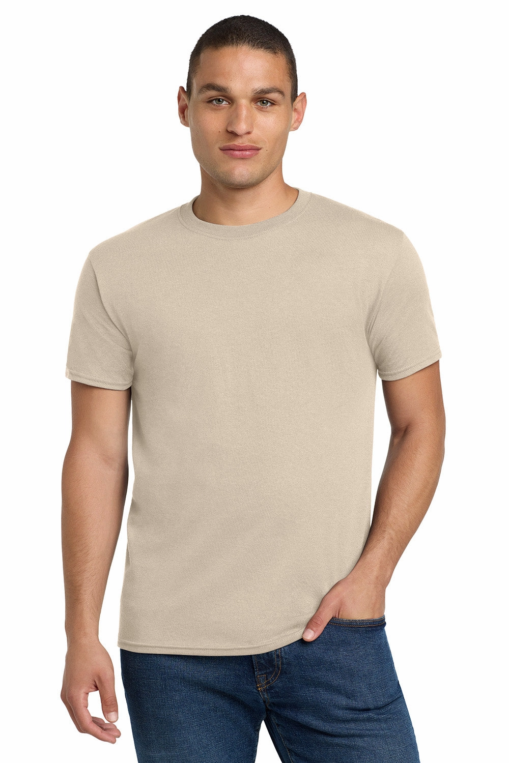 Jerzees Mens Dri-Power Moisture Wicking Short Sleeve Crewneck T-Shirt - Sandstone Brown