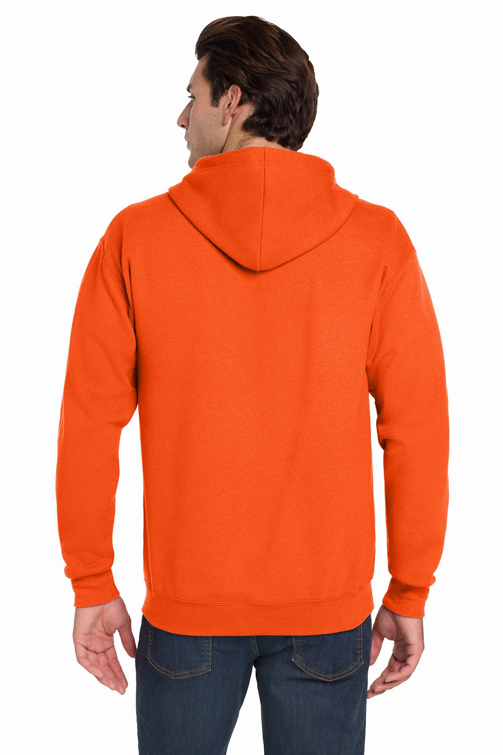 Jerzees Mens NuBlend Pill Resistant Fleece Full Zip Hooded Sweatshirt Hoodie w/ Pockets - Safety Orange