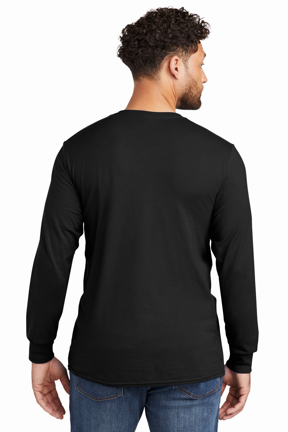 Jerzees Mens Premium Blend Moisture Wicking Long Sleeve Crewneck T-Shirt - Black Ink