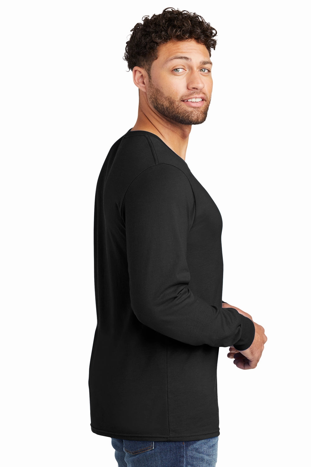 Jerzees Mens Premium Blend Moisture Wicking Long Sleeve Crewneck T-Shirt - Black Ink