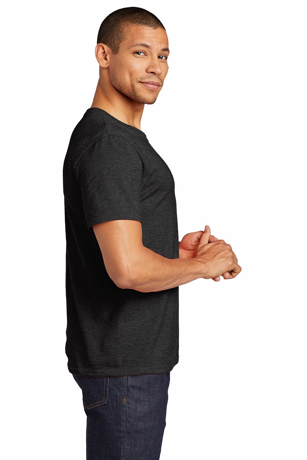 Jerzees Mens Premium Blend Moisture Wicking Short Sleeve Crewneck T-Shirt - Heather Black Ink