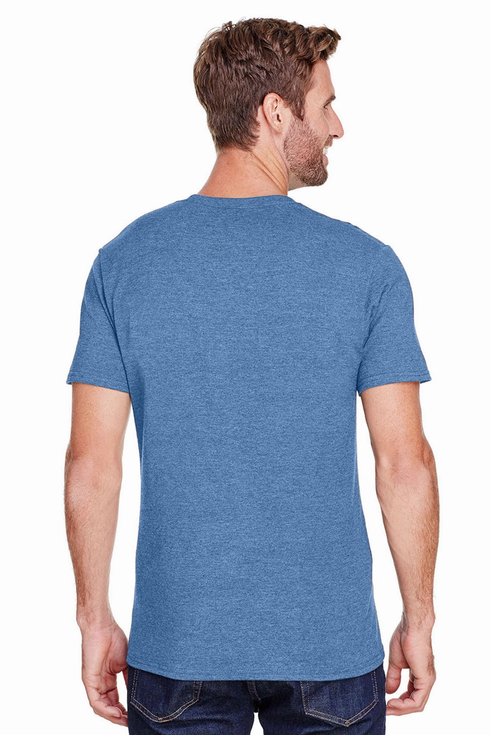Jerzees Mens Premium Blend Moisture Wicking Short Sleeve Crewneck T-Shirt - Heather Denim Blue