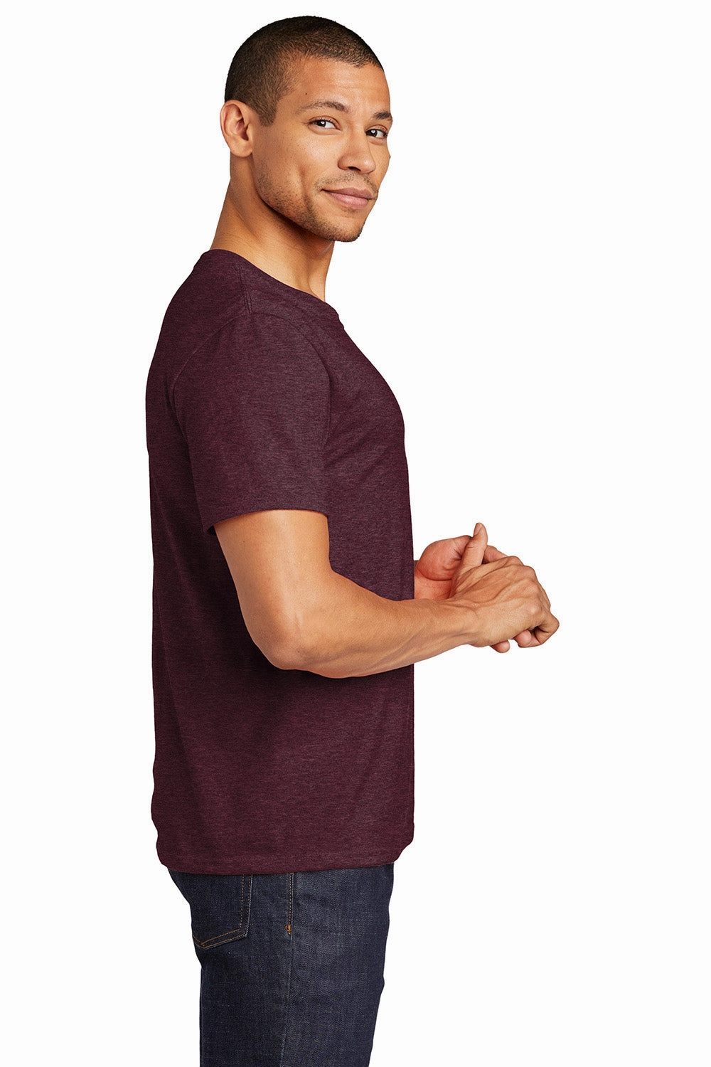 Jerzees Mens Premium Blend Moisture Wicking Short Sleeve Crewneck T-Shirt - Heather Maroon