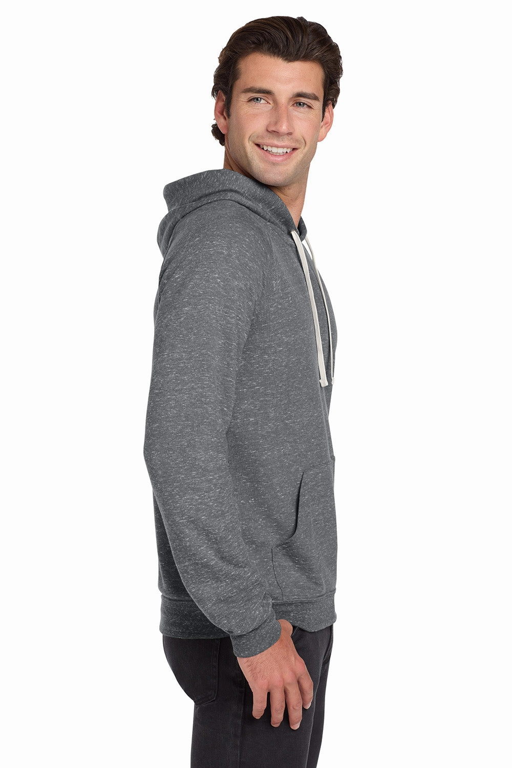 Jerzees Mens Vintage Snow French Terry Hooded Sweatshirt Hoodie w/ Pouch Pocket - Heather Charcoal Grey