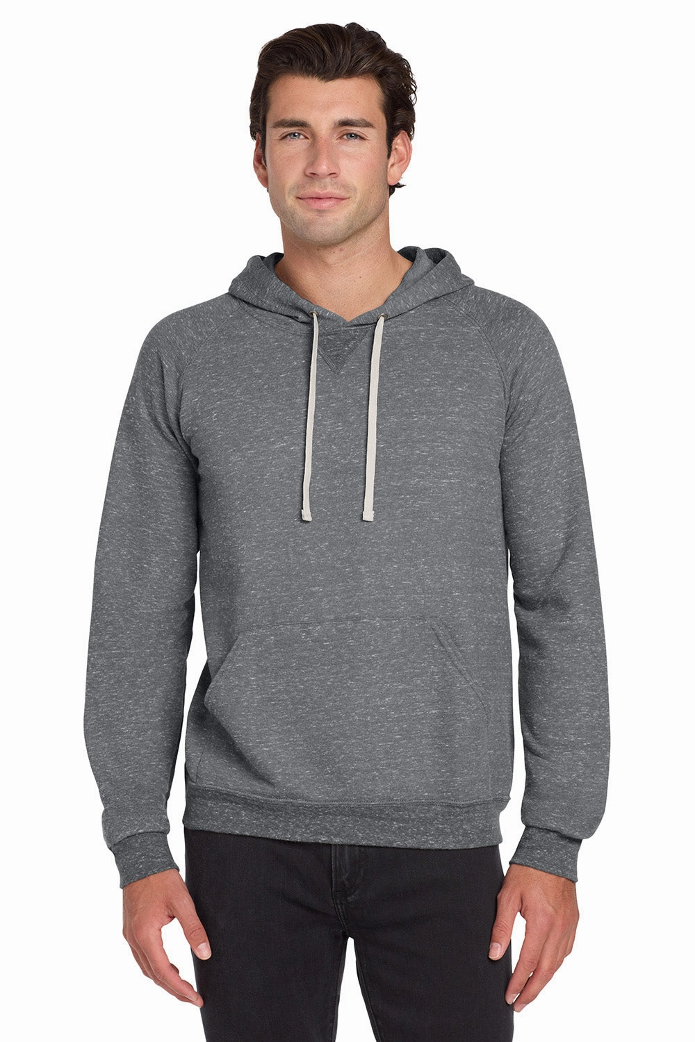 Jerzees Mens Vintage Snow French Terry Hooded Sweatshirt Hoodie w/ Pouch Pocket - Heather Charcoal Grey