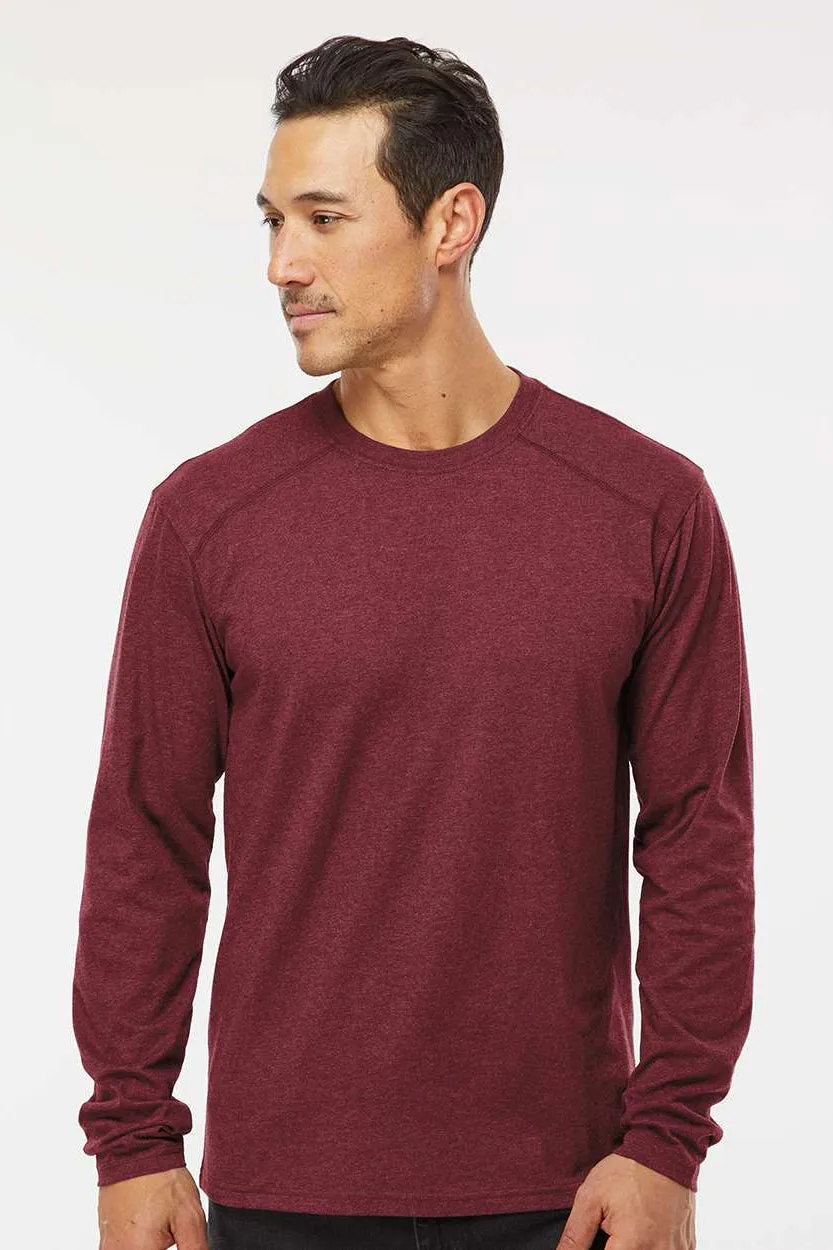 Kastlfel Mens Recycled Soft Long Sleeve Crewneck T-Shirt - Burgundy