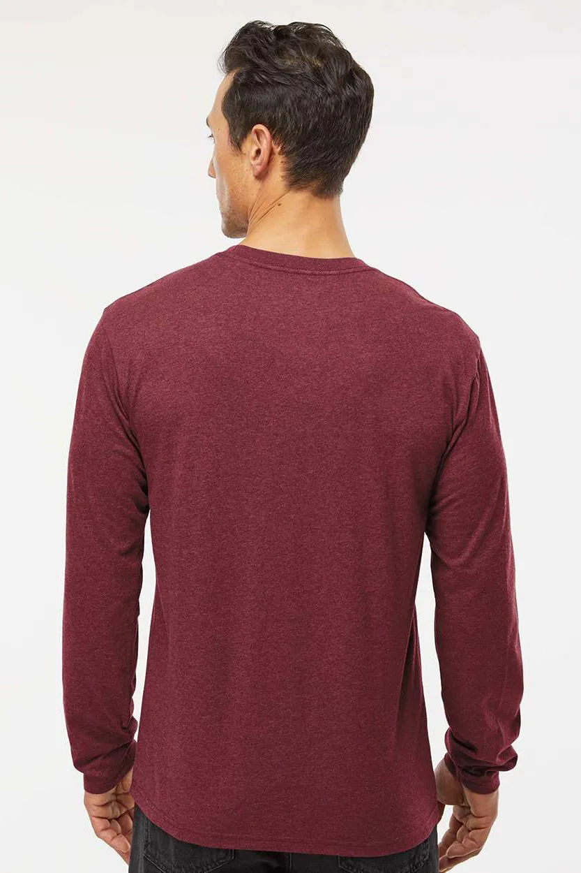 Kastlfel Mens Recycled Soft Long Sleeve Crewneck T-Shirt - Burgundy