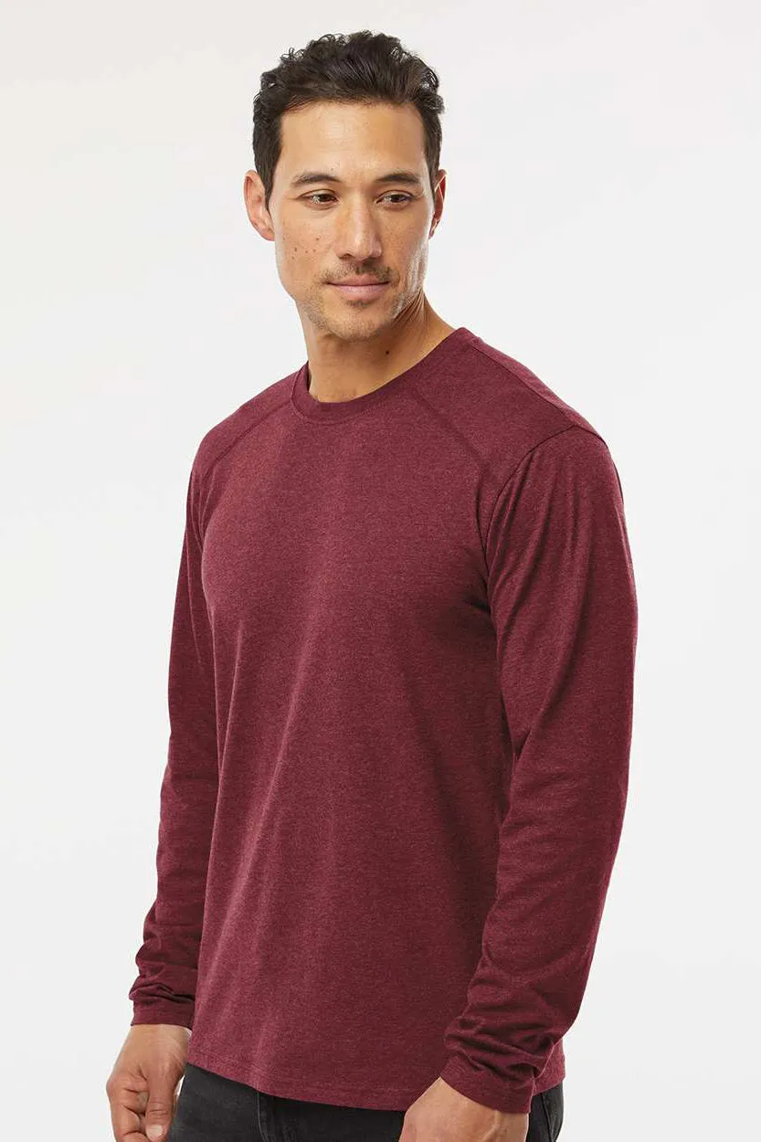 Kastlfel Mens Recycled Soft Long Sleeve Crewneck T-Shirt - Burgundy