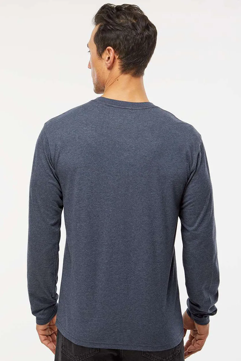Kastlfel Mens Recycled Soft Long Sleeve Crewneck T-Shirt - Midnight Blue