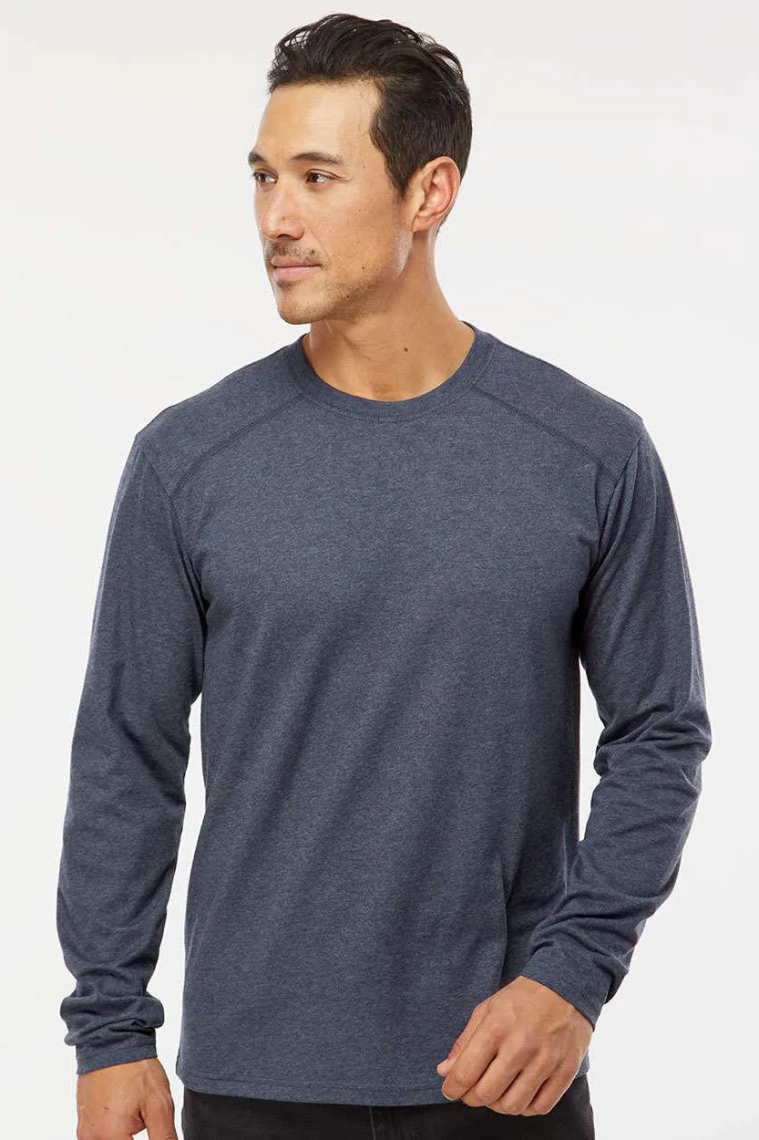 Kastlfel Mens Recycled Soft Long Sleeve Crewneck T-Shirt - Midnight Blue