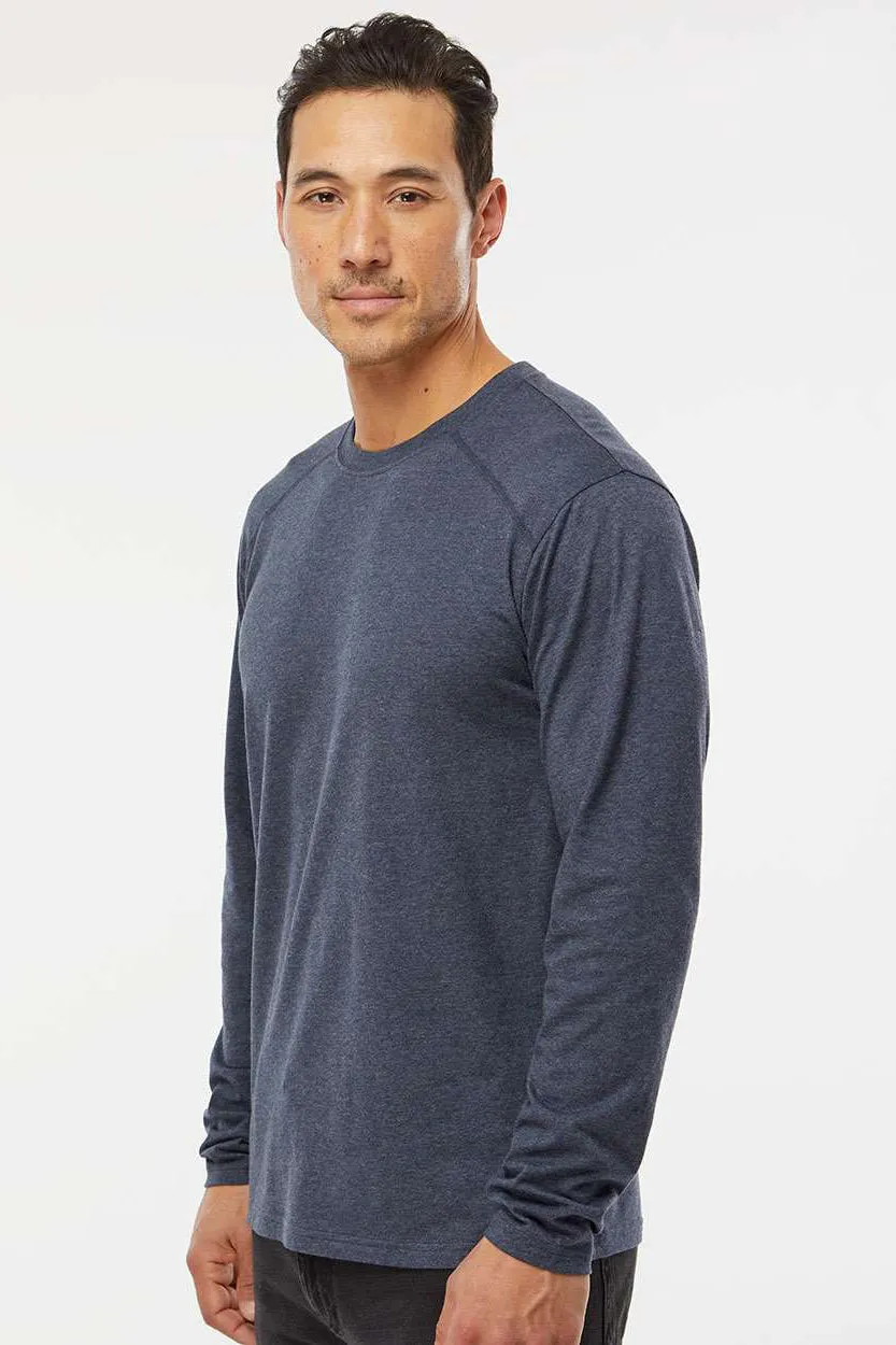 Kastlfel Mens Recycled Soft Long Sleeve Crewneck T-Shirt - Midnight Blue
