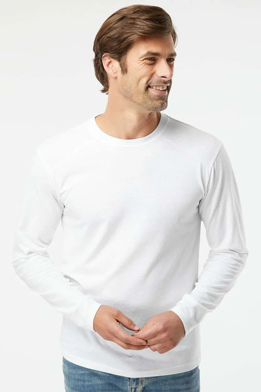 Kastlfel Mens Recycled Soft Long Sleeve Crewneck T-Shirt - White