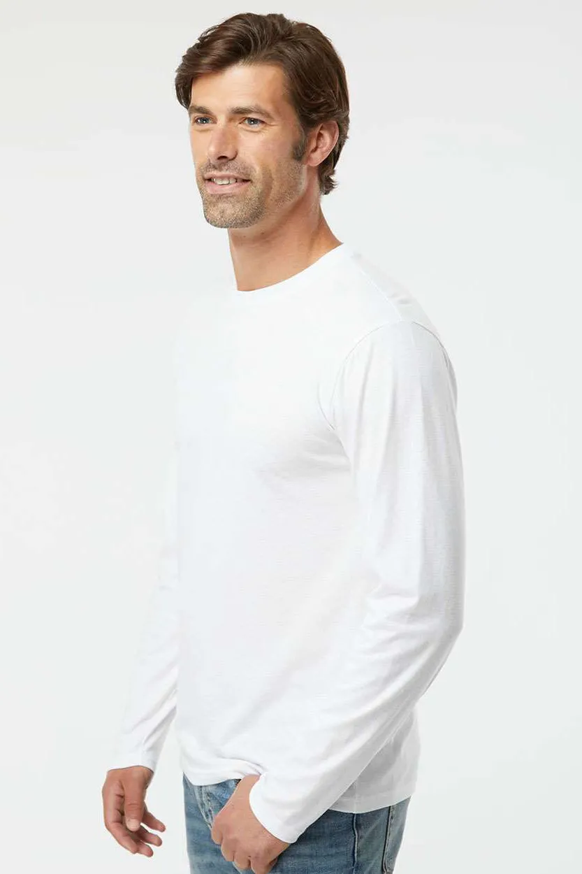 Kastlfel Mens Recycled Soft Long Sleeve Crewneck T-Shirt - White