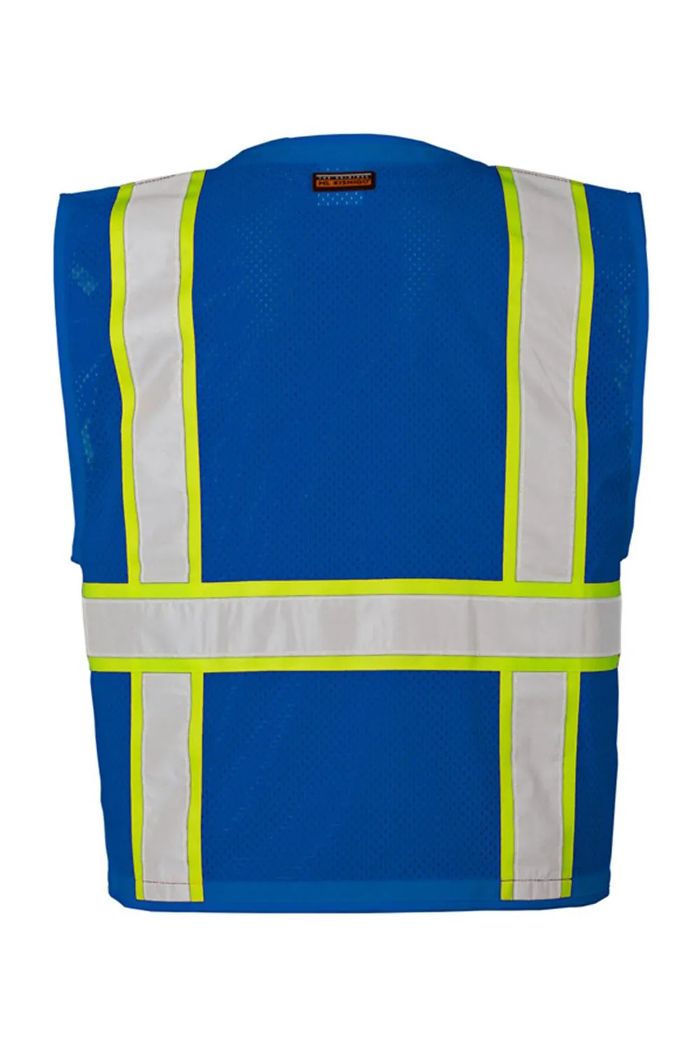Kishigo Mens EV Series Enhanced Visibility Multi Pocket Mesh Vest - Royal Blue/Lime Green