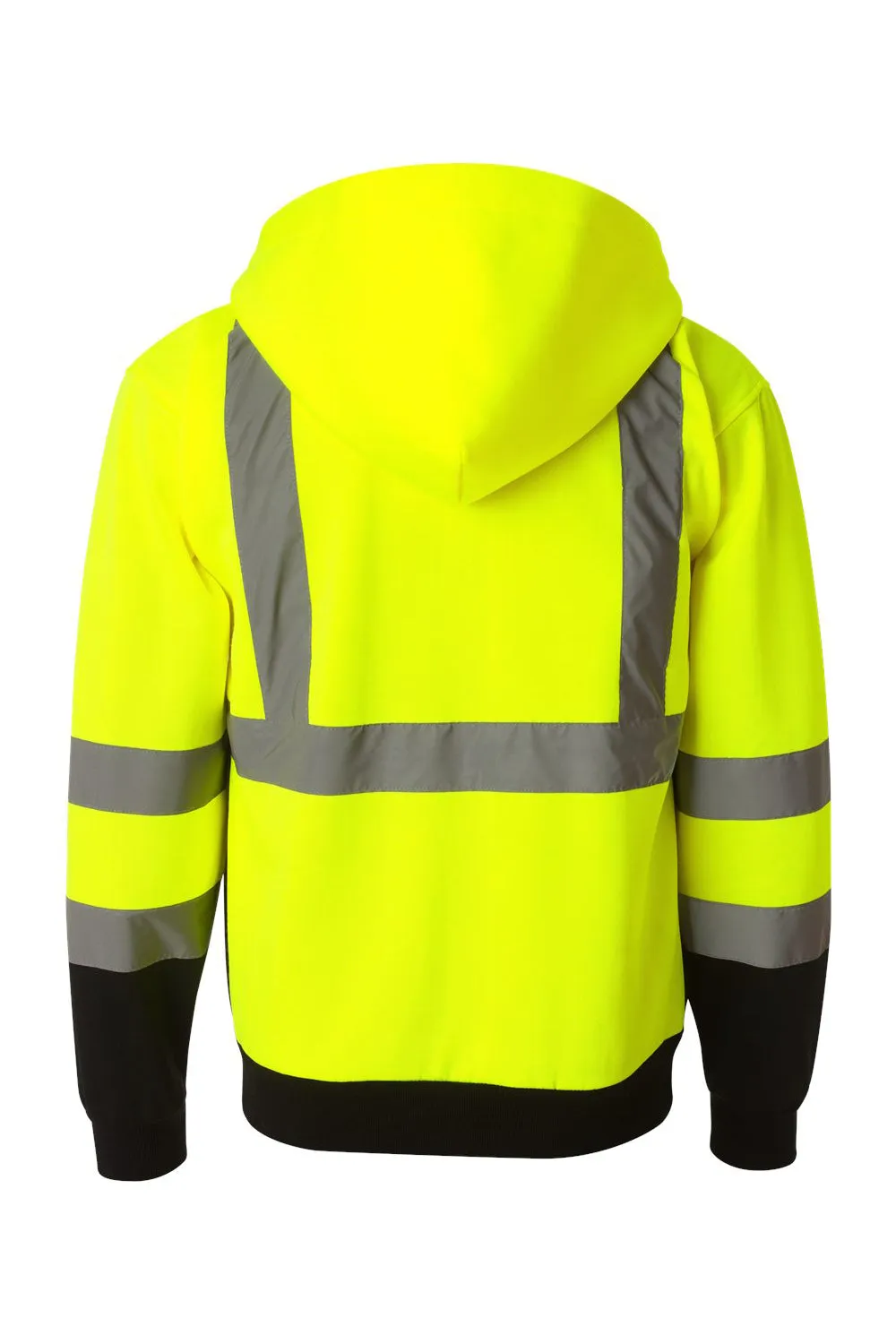 Kishigo Mens Hi-Vis Full Zip Hooded Sweatshirt Hoodie w/ Pockets - Lime Green