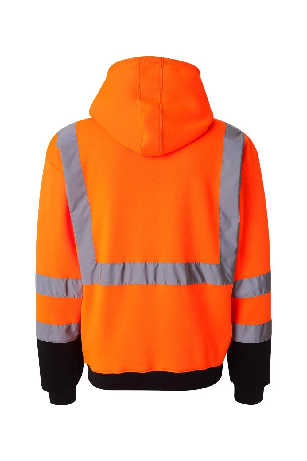 Kishigo Mens Hi-Vis Full Zip Hooded Sweatshirt Hoodie w/ Pockets - Orange
