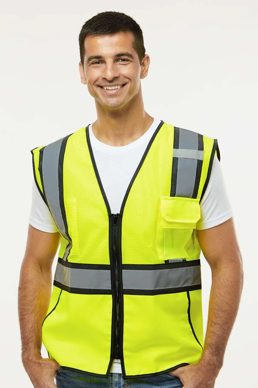 Kishigo Mens Standard Contrast Vest - Lime Green/Black