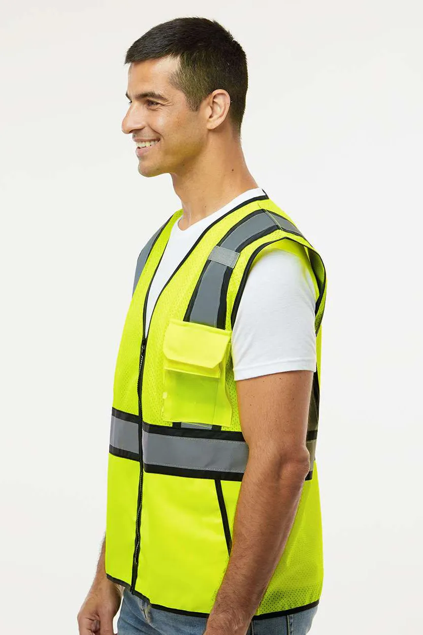 Kishigo Mens Standard Contrast Vest - Lime Green/Black