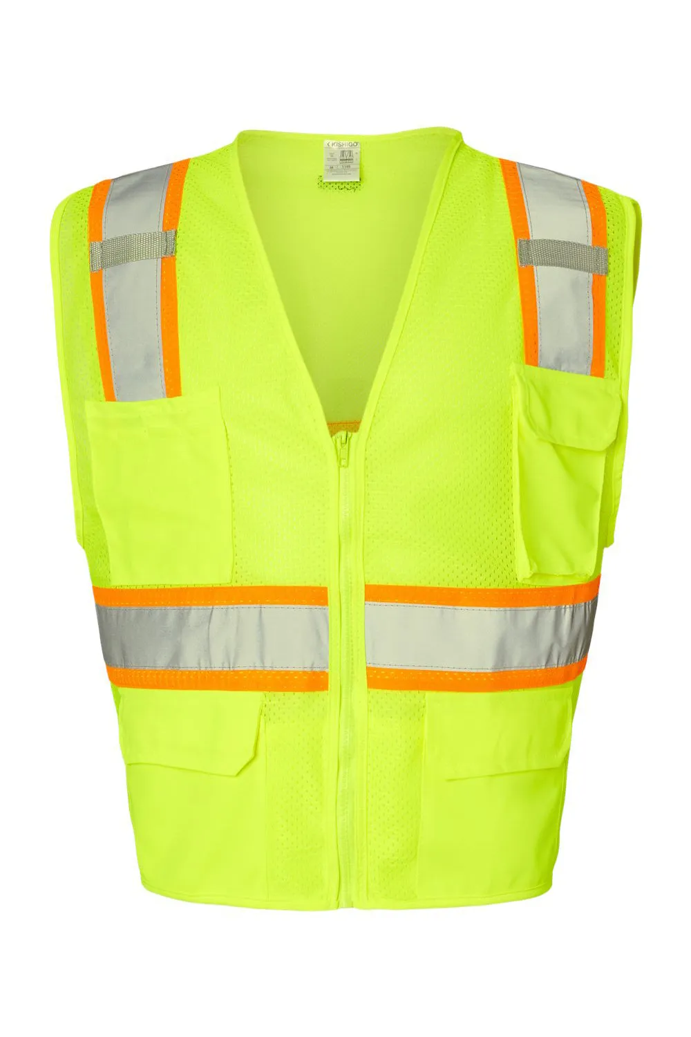 Kishigo Mens Ultra Cool Multi Pocket Vest - Lime Green