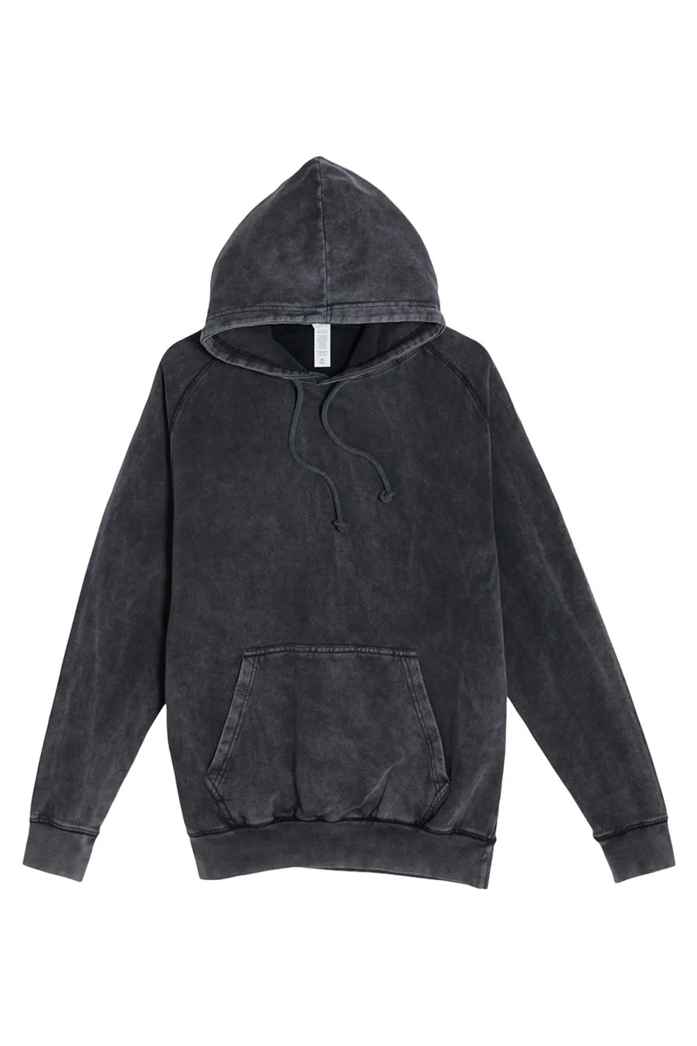 Lane Seven Mens Vintage Raglan Hooded Sweatshirt Hoodie w/ Pouch Pocket - Vintage Black