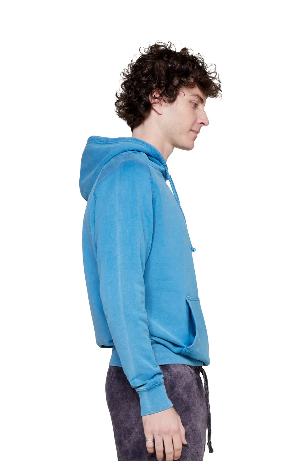 Lane Seven Mens Vintage Raglan Hooded Sweatshirt Hoodie w/ Pouch Pocket - Vintage Lake Blue